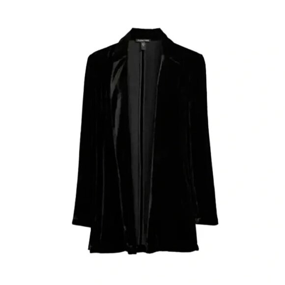 Eileen Fisher Womens Black Open Face Jacket Blazer‎ Velvet Women's Size Large - Picture 6 of 11